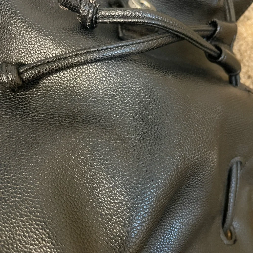Victoria’s Secret Limited Edition Drawstring Backpack Black Faux Leather 2016
